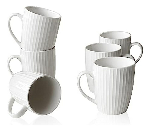 Tazas Porcelana 11 Oz, Set 6 Tazas Café Para Té, Leche, C