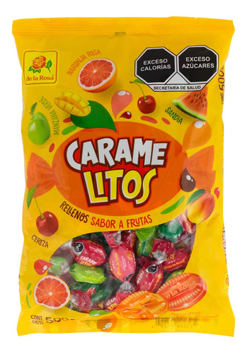 Caramelos Relleno Frutas 800pz De La Rosa