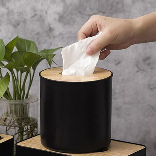 Imagen 4 de 7 de Caja Porta Pañuelos Descartables Circular Con Tapa