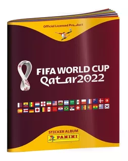 Álbum FIFA World Cup Qatar 2022 Panini bordó/dorado tapa blanda