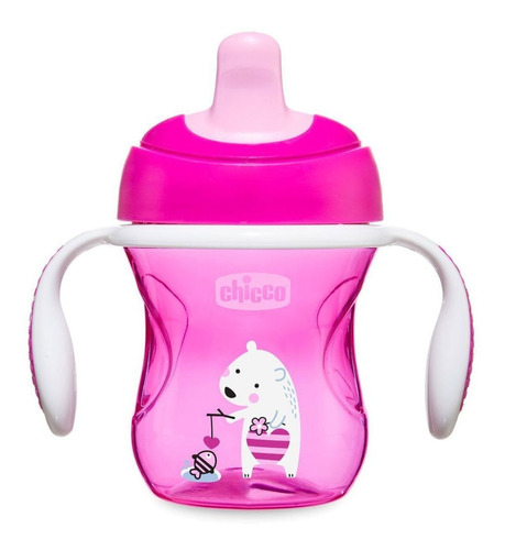 Imagen 1 de 1 de Vaso para bebés con aza antiderrame Chicco Training cup color pink 1 unidad de 200mL