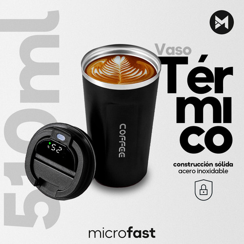 Imagen 2 de 9 de Vaso Térmico Acero Inox Anti Vuelco Display Frío Calor 510ml
