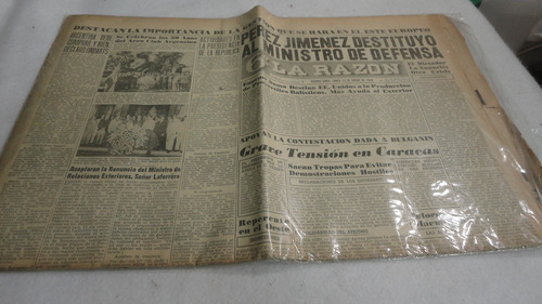 Diario Antiguo La Razón. 13 De Enero  1958. Colección