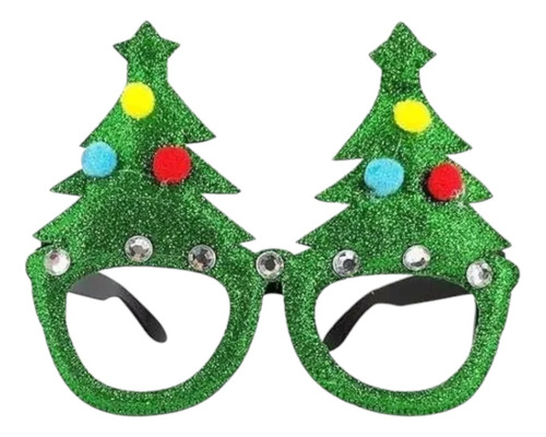 Lentes Navideños Pino Con Diamantina. Incluye 1 Pieza