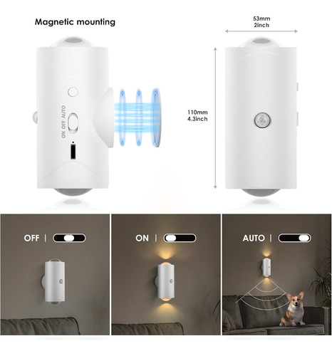 Luz Nocturna Led Con Sensor De Movimiento Y Batería Recargab