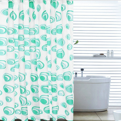 Cortinas Para Baño Lavable 180x180cm + Ganchos Color Verde