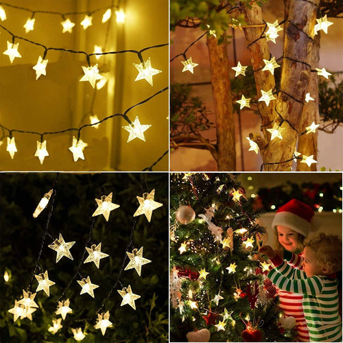 7m 50led Solar Estrella 8 Modos Brillo Luces De Hadas Decora
