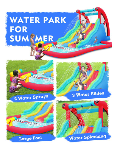 Juego Inflable Para Niños Con Toboganes, Escalada Y Alberca.