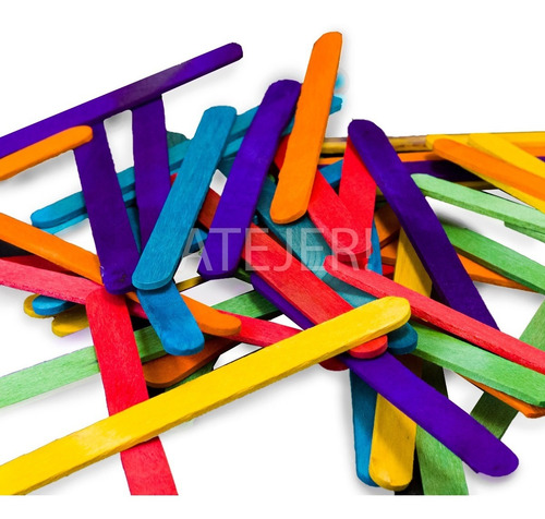 Imagen 5 de 5 de Palitos De Helado Para Maquetaría X 50 Unid Colores Surtidos