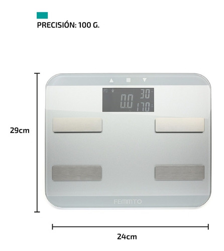Imagen 3 de 8 de Balanza De Baño Inteligente Personal 180kg Electronica Gris