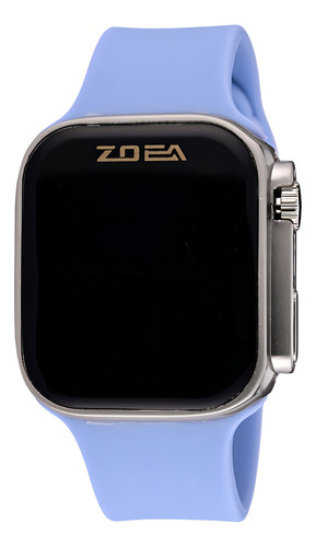 Reloj Zoea Digital Ez8007-b Plata Gel De Silice 30m Correa Azul