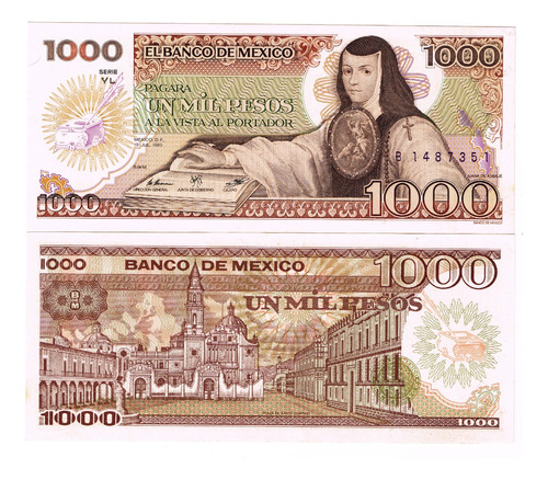 Billete De Mexico $1,000 Pesos Sor Juana Nuevo Sin Circular 