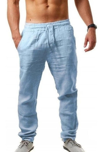 Pantalones De Lino De Algodón De Los Hombres De Color Só [u]