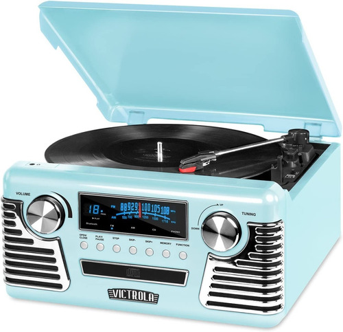 Tocadiscos Victrola 50's Retro Bluetooth Cd Player Y Bocinas