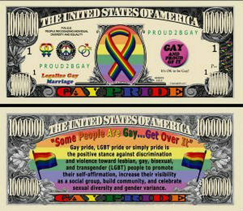 Gay Pride Million Dollar Bill Novedad En El Soporte Del Cole