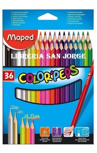 Lapices De Colores Maped Pinturitas Color Peps Largas X 36