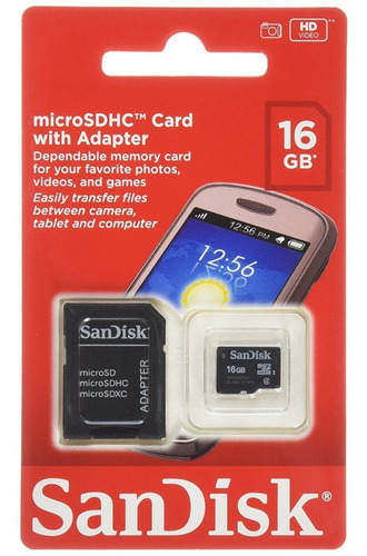 Cartão De Memoria 16 Gb Microsd Microsdhc Sandisk - Jl-03