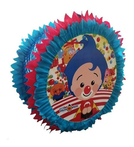 Piñata Cumpleaños Tematica Payasito Plim Plim Circular Azul 