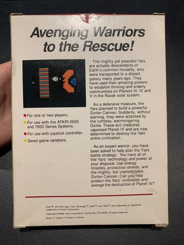 Yars' Revenge Atari 2600 (Usado)