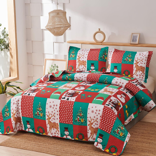 Smuge Navidad Colcha Colcha Sets Queen Size - Reversi...
