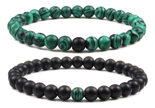 Conjunto De Pulseira De Malaquita Natural Skngmo, Pulseiras