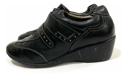 Zapatos Taco Chino Marca Carducci N*38 Cuero Negro Usado