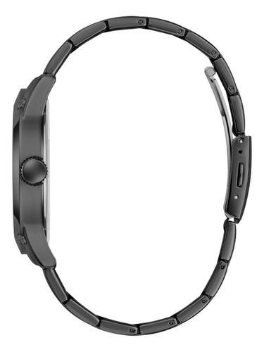 Reloj Para Hombre Guess Crescent De 44 Mm, Correa Negra, Esfera Negra