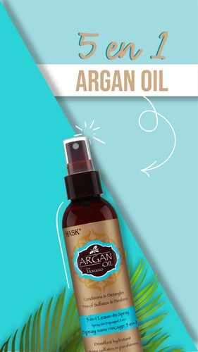 Imagen 4 de 10 de Pack Hask Argan Shamp + Acond 355ml + Spray Reparador 5 En 1