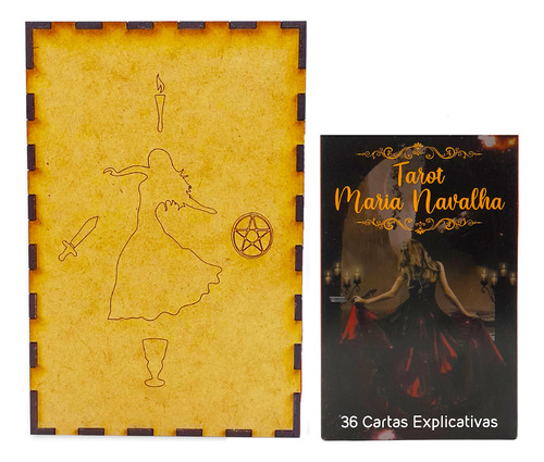 Kit Tarot Maria Navalha 36 Cartas E Porta Tarô Caixa Madeira
