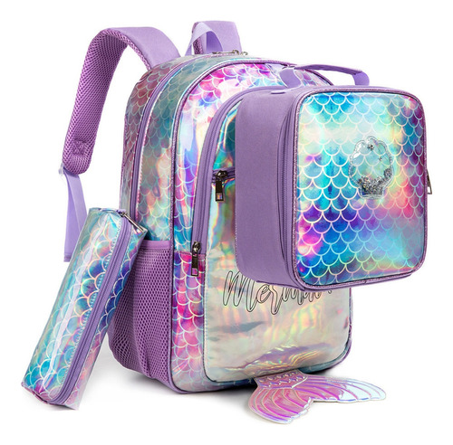 Fwefww Conjunto De Mochila Escolar De Cuero Brillante For Ni