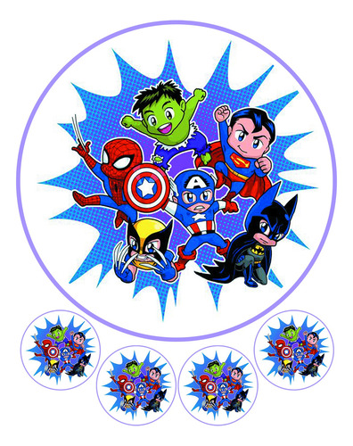 Transfer Super Heroes 1 Gelatina Tinta Comestible Gelapaleta