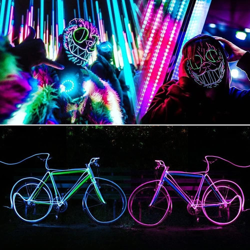 5m Wire Hilo Traje Luminoso Luz Tira Neon Rgb Cable Led .