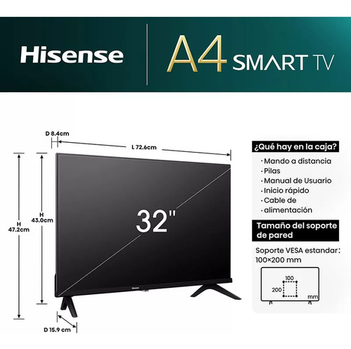Televisor Tv Smart Hisense 43 Pulgadas Full Hd 43a42k
