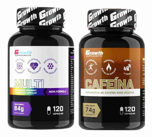 Multivitaminico Growth + Cafeína 420mg 120 Cápsulas