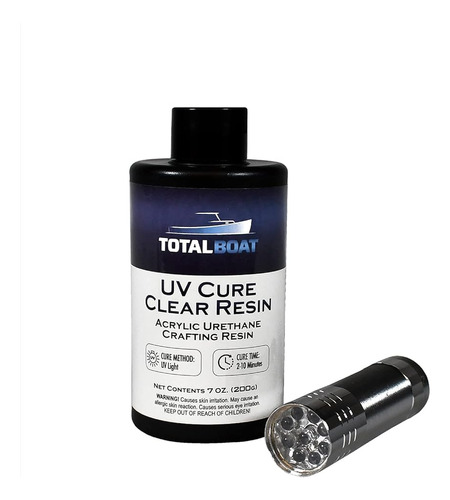 Totalboat 200g Uv Cure Clear Acrylic Resin Con Linterna Uv P