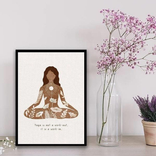 Quadro Yoga Is Not A Work Out 33x24cm Vidro Preta