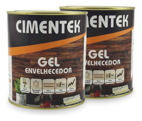 Kit Com 2 Cimentek Tinta Envelhecedora Madeira 900ml