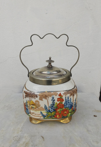 Antiguo Biscuit Barrel Masitero Porcelana Flosmaron English