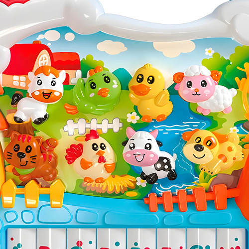 Teclado Infantil Musical Fazendinha Com Som E Luz Dm Toys Cor Modelo 2