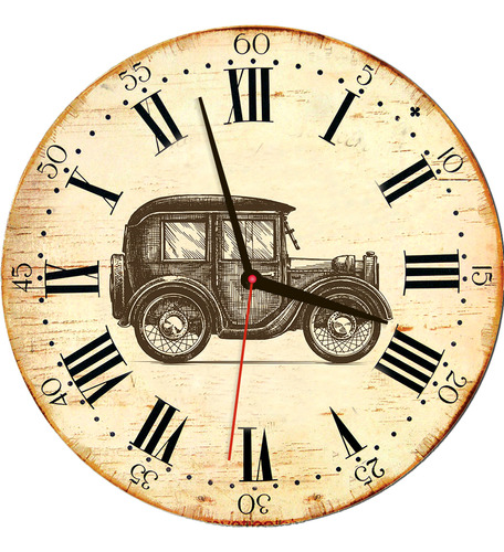 Relógio De Parede Estilo Rústico Carro Retrô 30 Cm