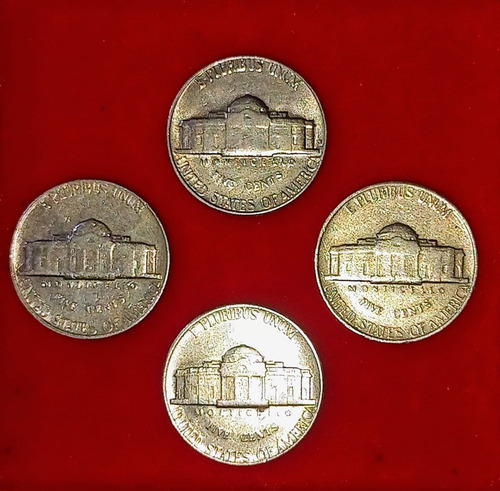 Lote De 4 Monedas Estados Unidos 5 Cents. Km A192 Vf (Usado)