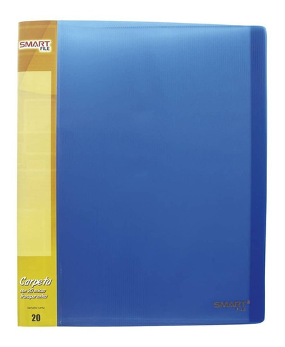 Carpeta De Plástico Azul Rey Con 20 Micas T/carta Smart File