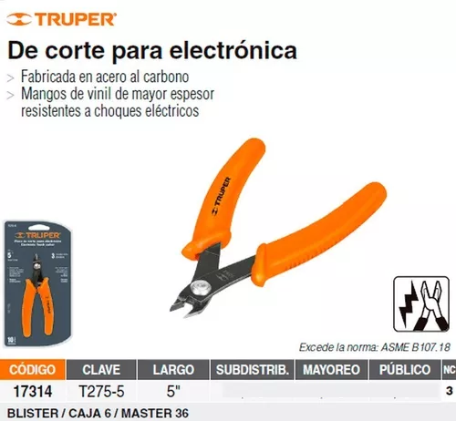 Alicate Pinza De Corte 5 Pulgadas Para Electrónica Truper