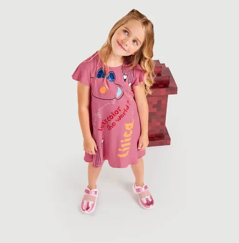 Vestido Manga Curta Infantil Feminino Lilica Parcelamento sem juros