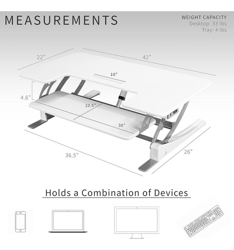 Escritorio Elevable Eléctrico Vivo 106 Cm Blanco Ajustable