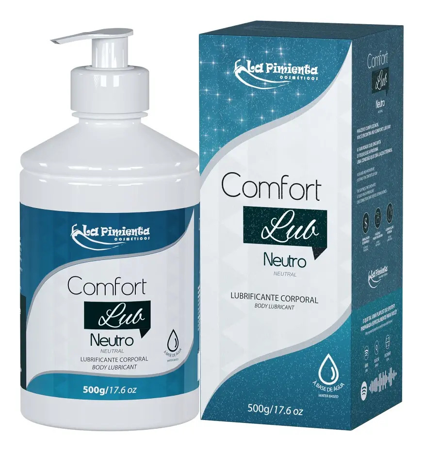 Lubrificante Íntimo a Base D´água Neutro 500g Comfort Lub | Embalagem Grande e Sensação Natural
