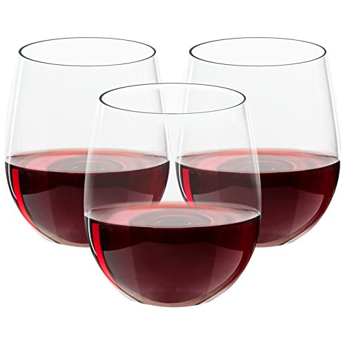 32 Pack Plastic Wine Glasses Stemless, 12 Oz Crystal Cl...