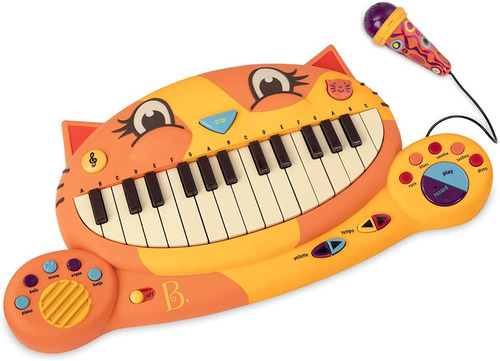 Teclado Infantil Interactivo B. Meowsic Con Microfono *sk Color Naranja/amarillo
