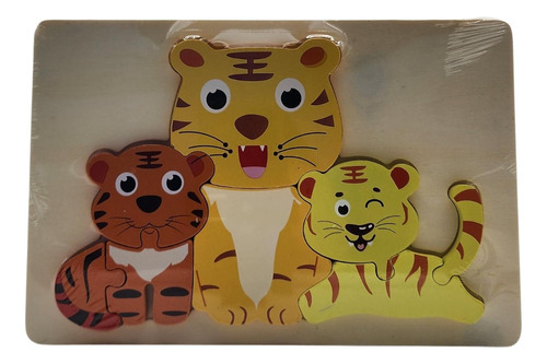 Puzzle Juego De Madera Animales Tigres Juguete Educativo