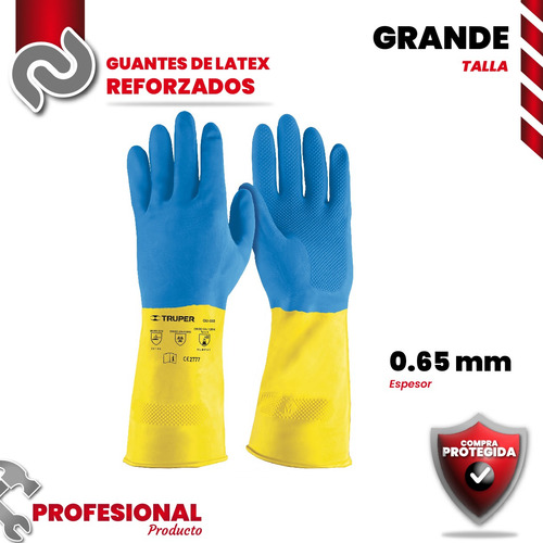 Guantes De Látex Reforzados Para Limpiez Azul